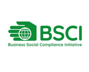 BSCI Business Social Compliance Initiative official green logo, factory social audit certification mark, labor standard compliance badge white background vector