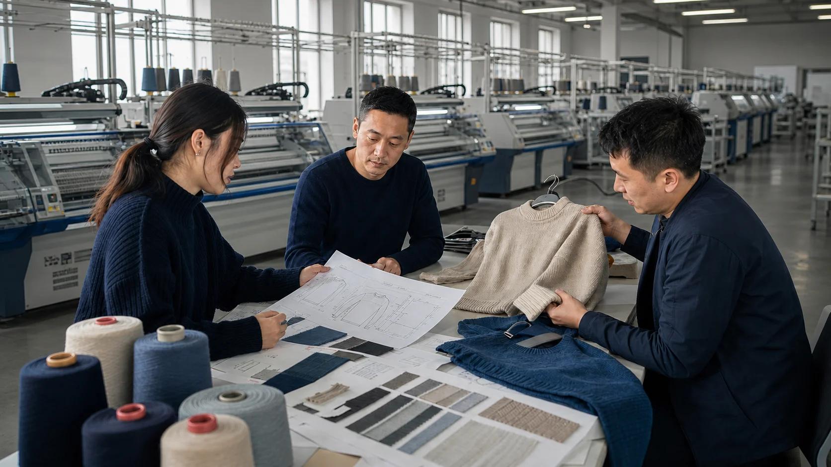 OEM vs ODM knitwear development review with a brand tech pack, sweater samples, yarn choices and customization notes
