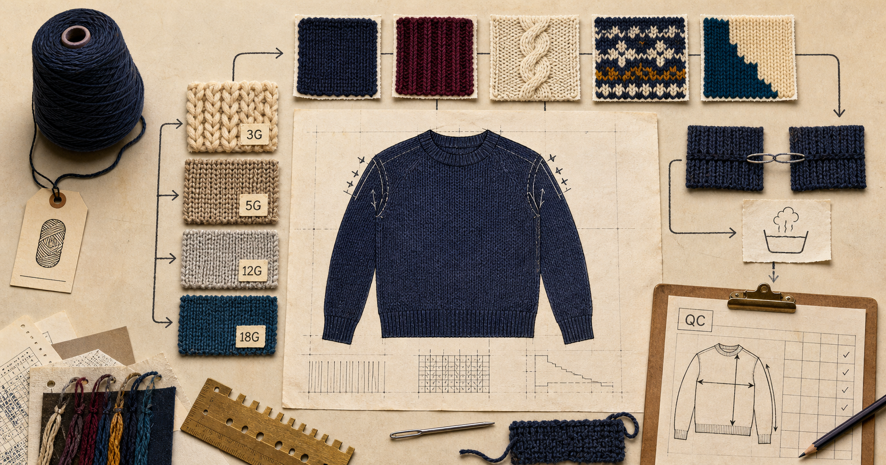 Knitwear Stitch Types and Terms: A Designer and Buyer Guide from 18G to Jacquard